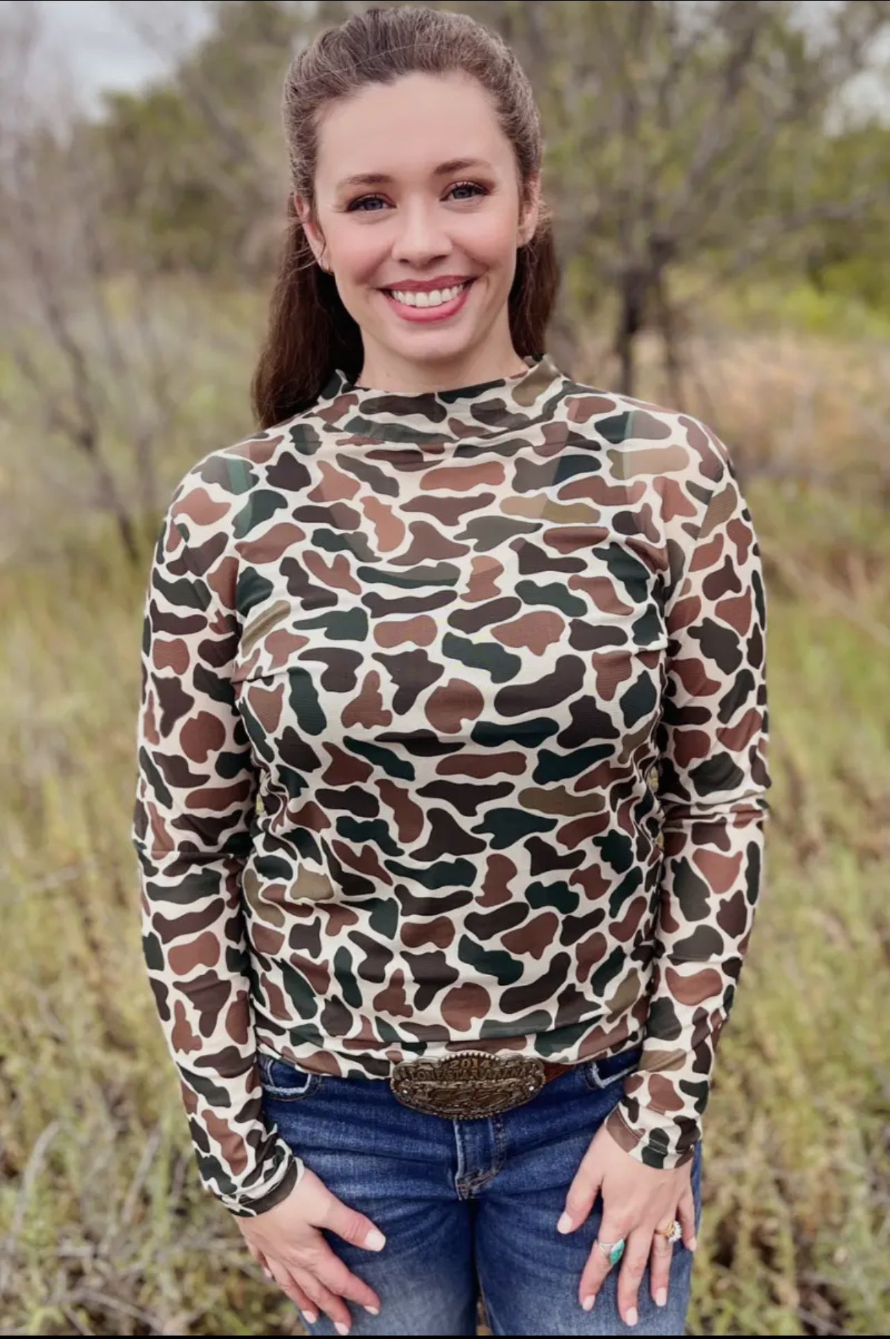 Camo mesh long sleeve(Closes 8/15)