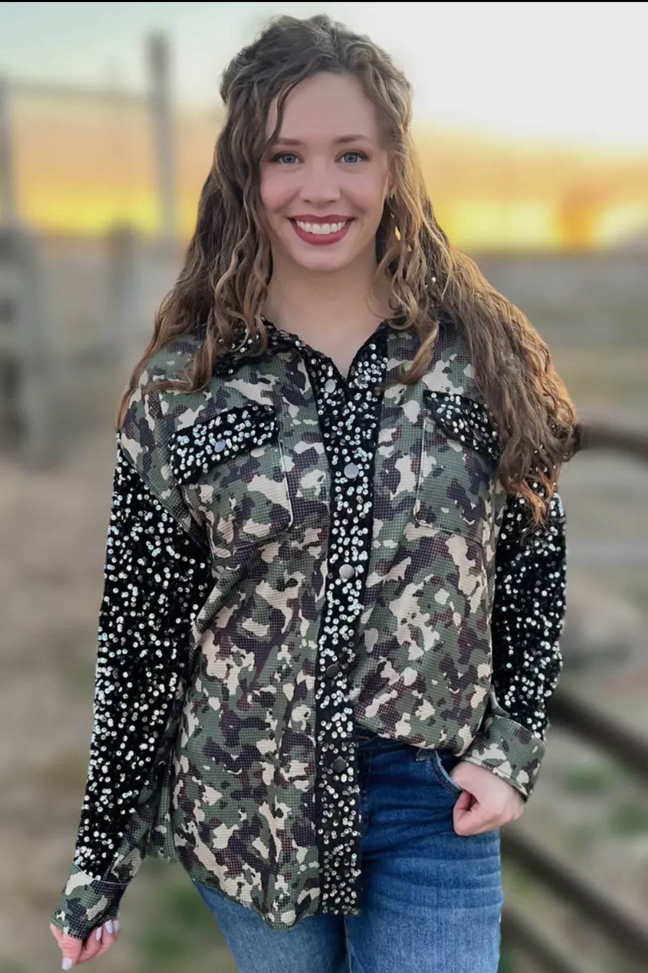 Camo and bling shacket(closes 8/15)